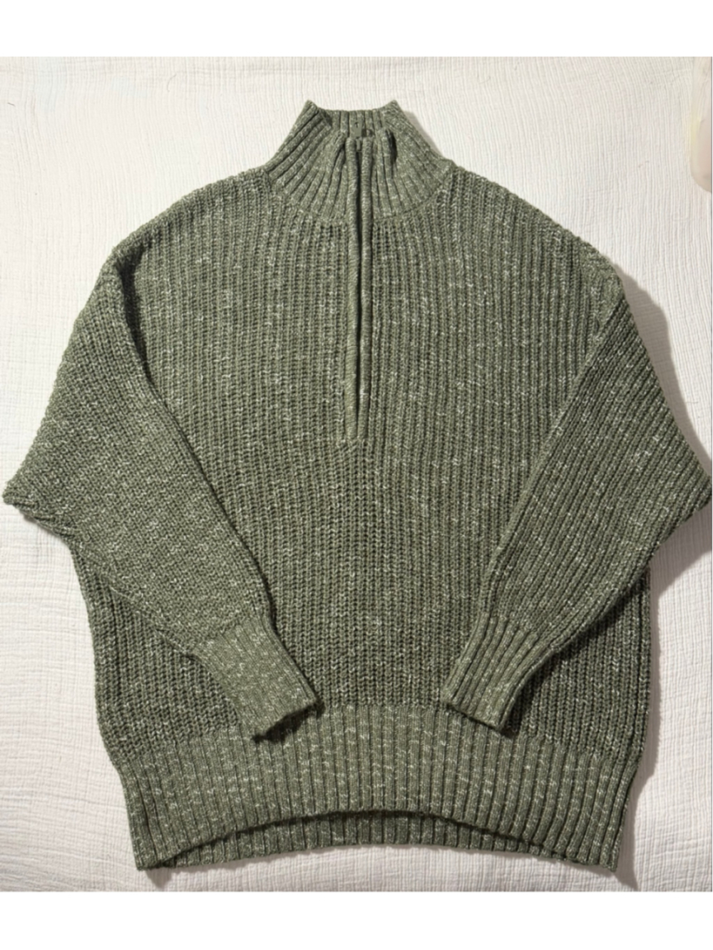 OFFLINE by Aerie Olive Green Marled Quarter Zip Sweater M